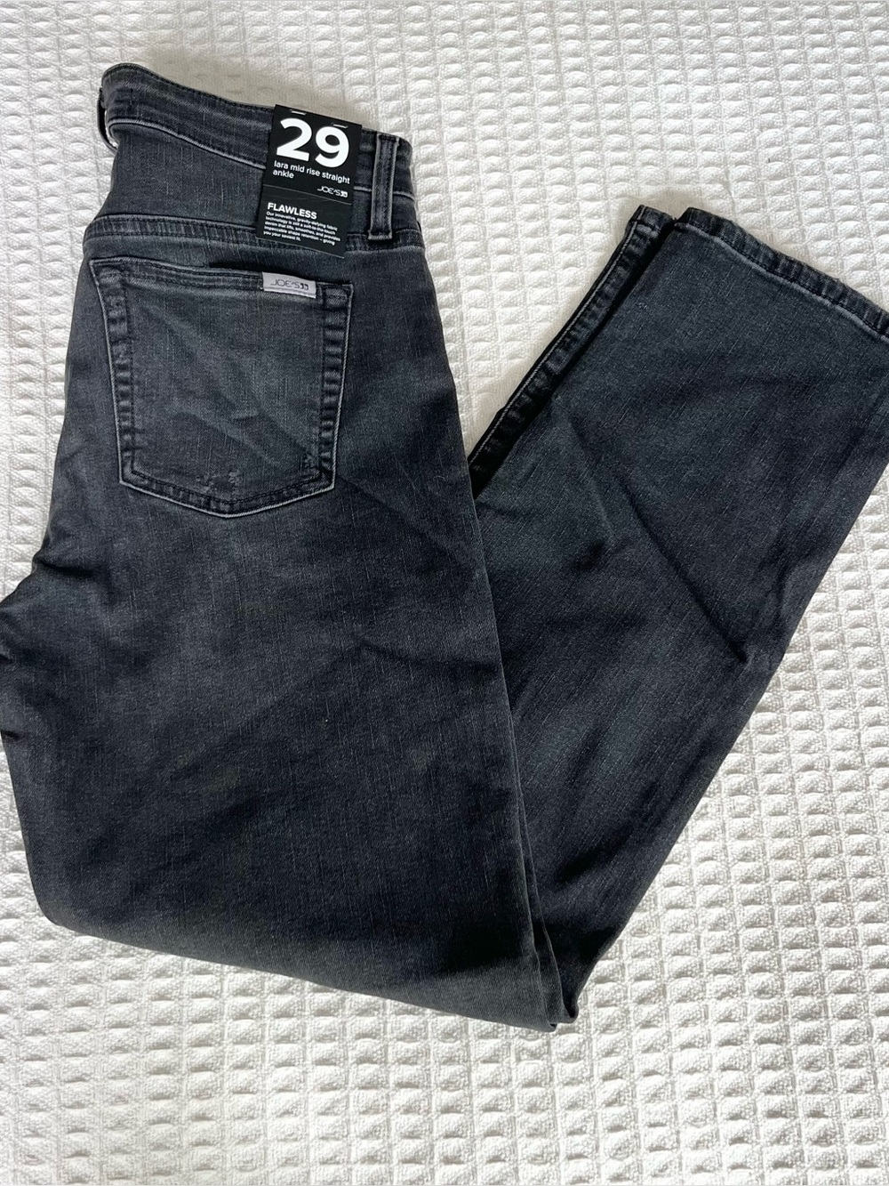 Joe’s Jeans Lara mid rise straight ankle jeans dark grey distressed size 29 NWT